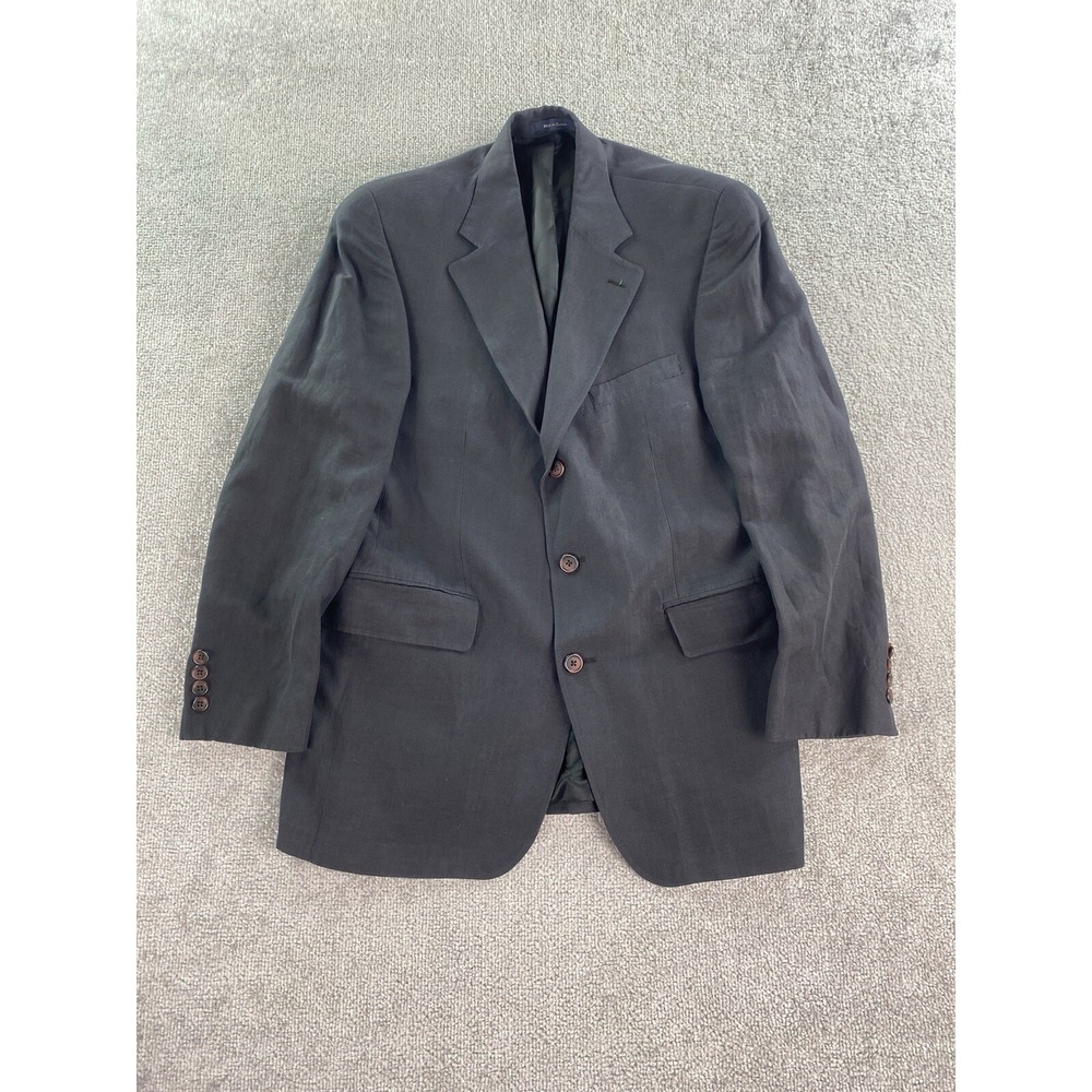 Ralph Lauren Suit Jacket Mens 40 R Navy Linen Blend Solid Summer Designer Sport